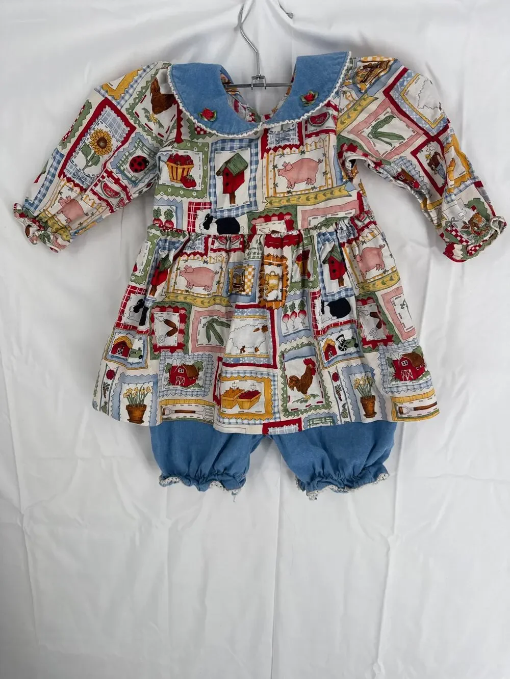 Chicken Noodle San Francisco baby dress/pants farm animals 100% cotton size 18m